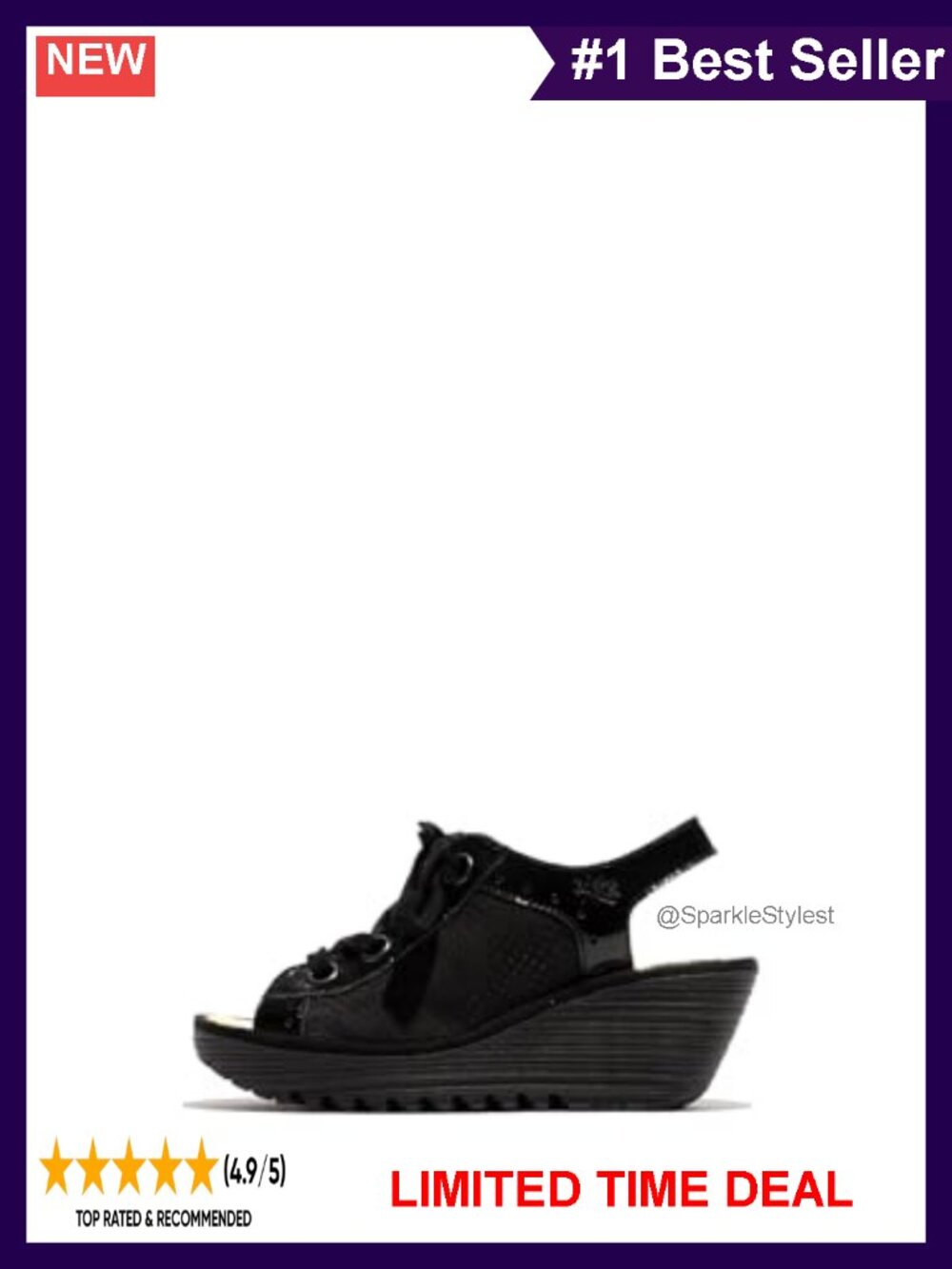 Perforated Leather Lace Up Open Toe Wedge Sandals Slingback Platform